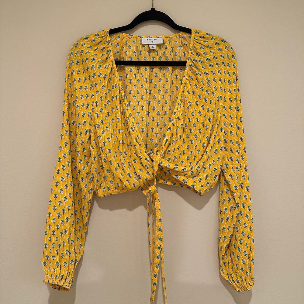 Rhode yellow print crop blouse. Size M.